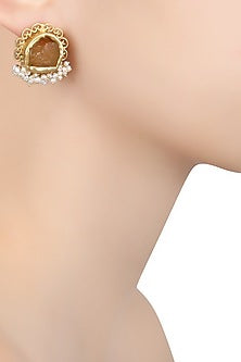 Gold Plated Citrine Stud Earrings