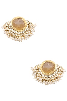Gold Plated Citrine Stone Filigree Earrings