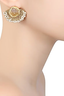 Gold Plated Citrine Stone Filigree Earrings