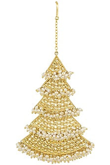 Gold Plated Pearls Maang Tikka