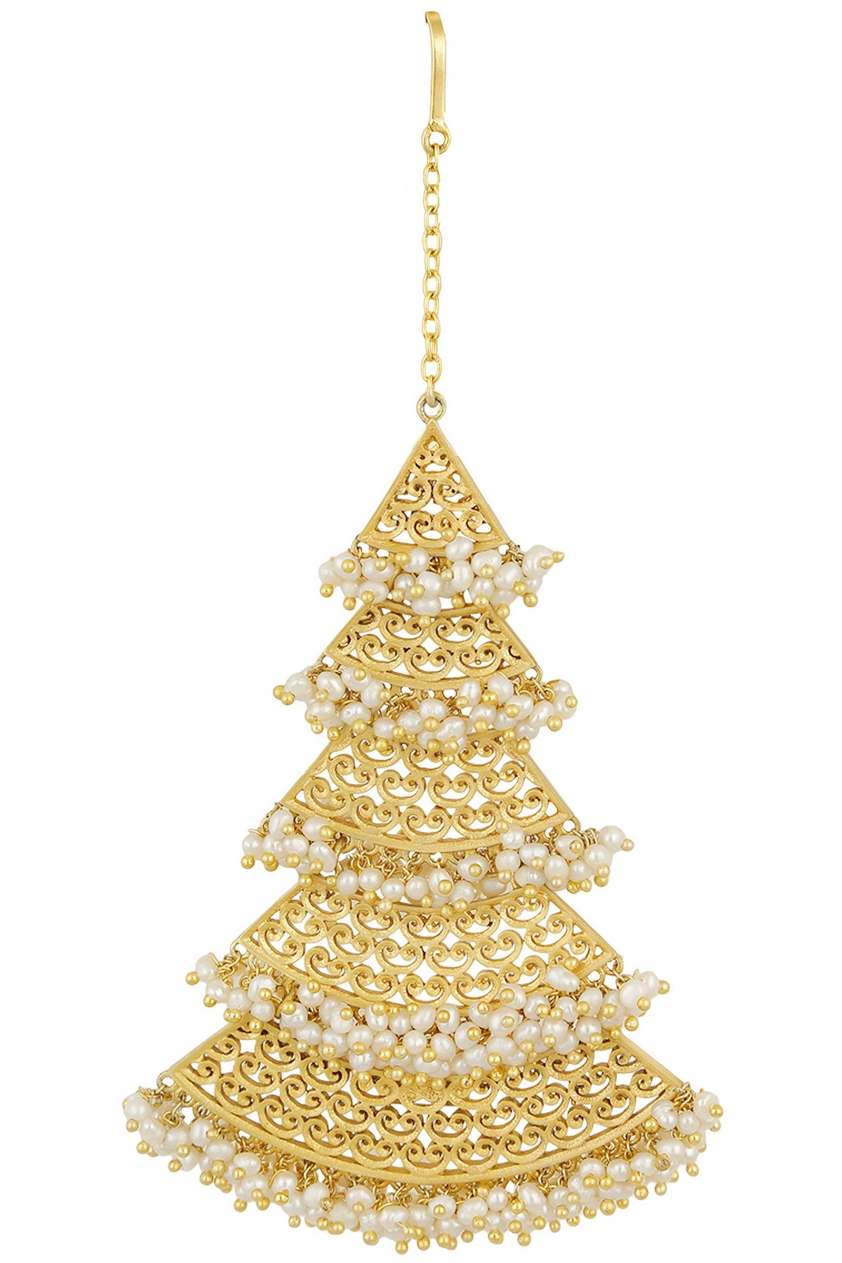 Gold Plated Pearls Maang Tikka
