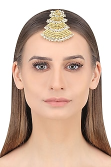 Gold Plated Pearls Maang Tikka