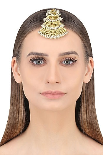 Gold Plated Pearls Maang Tikka