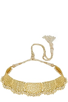 Gold Plated Pearls Filigree Choker Necklace