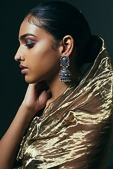 Black Rhodium Finish Jhumka Earrings