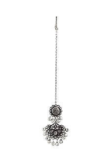 Black Rhodium Finish Jaded Metal Maang Tikka