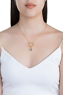 22Kt Gold Plated Blue Topaz Necklace