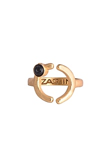 22Kt Gold Plated Black Onyx Adjustable Ring
