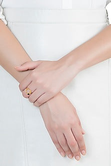 22Kt Gold Plated Black Onyx Adjustable Ring