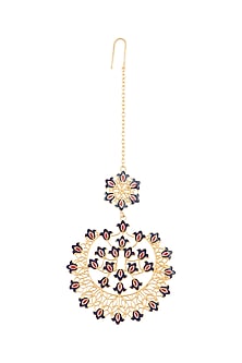 Gold Polish Floral Enameled Maangtika