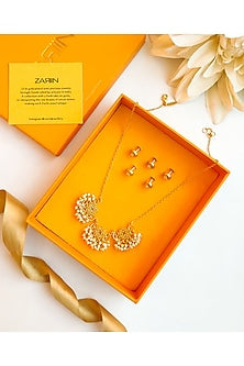 Gold Plated Necklace & Kurta Buttons Gift Box