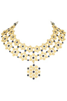 Gold plated blue lapis necklace