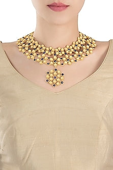 Gold plated blue lapis necklace