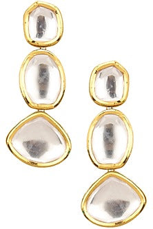 Gold Finish Kundan Polki Dangler Earrings