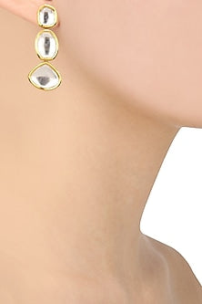 Gold Finish Kundan Polki Dangler Earrings