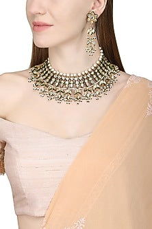 Gold Plated Kundan Polki Necklace Set