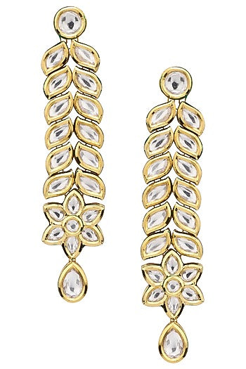 Gold Plated Kundan Polki Dangler Earrings