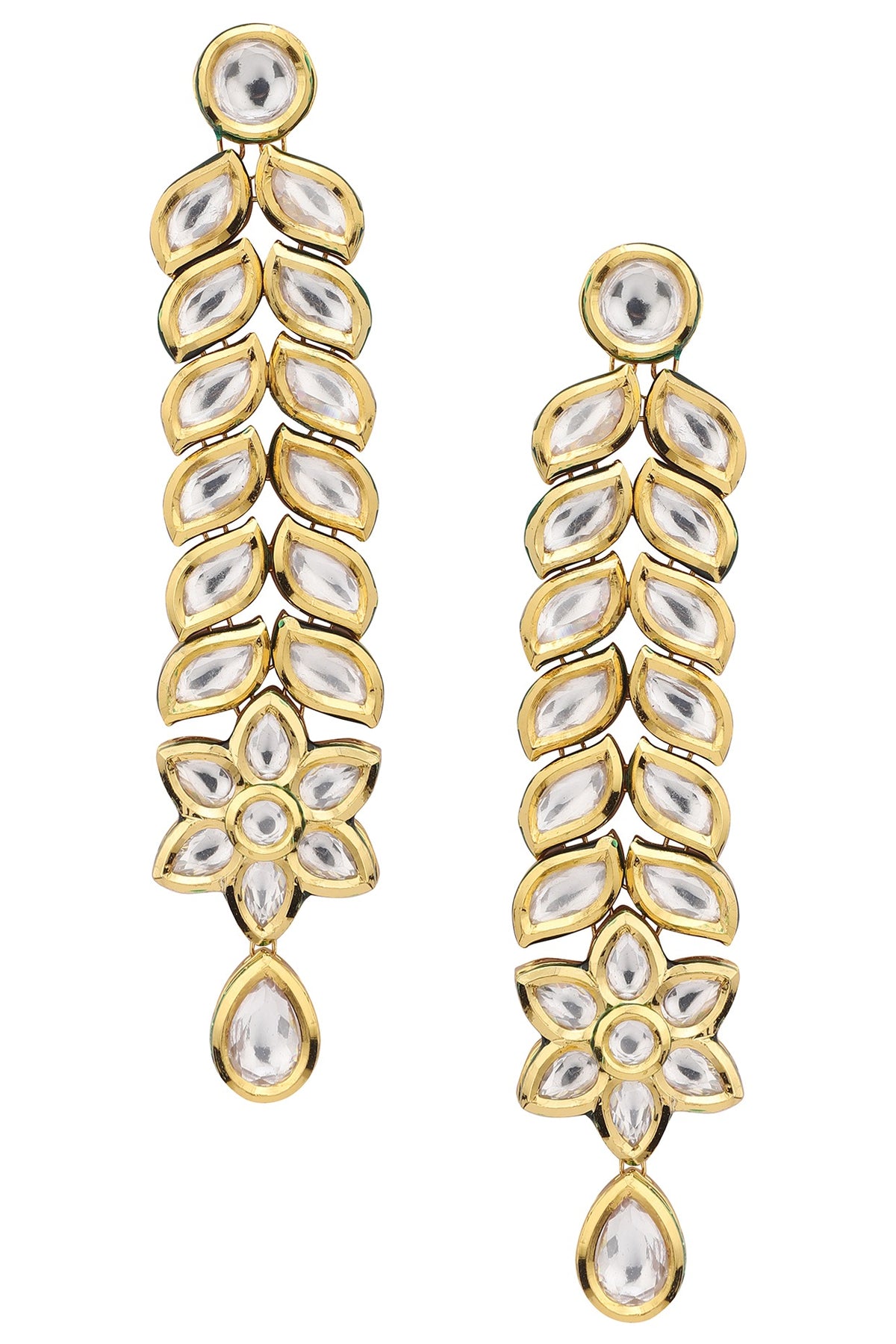 Gold Plated Kundan Polki Dangler Earrings