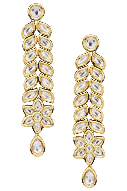 Gold Plated Kundan Polki Dangler Earrings