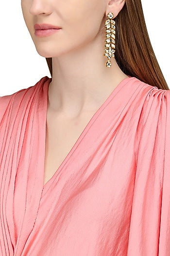 Gold Plated Kundan Polki Dangler Earrings