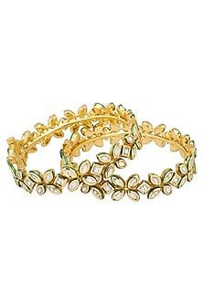 Gold Plated Kundan Polki Bangles (Set Of 2)