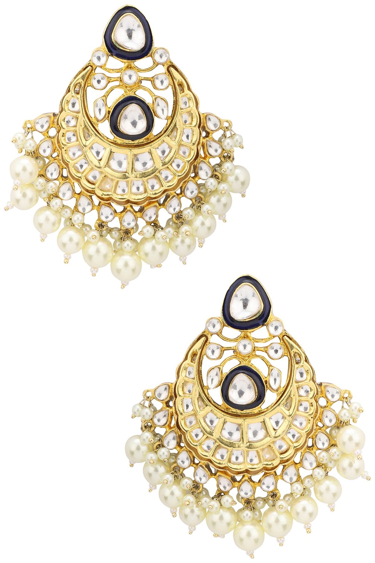 Gold Plated Shell Pearl Chandbali Earrings