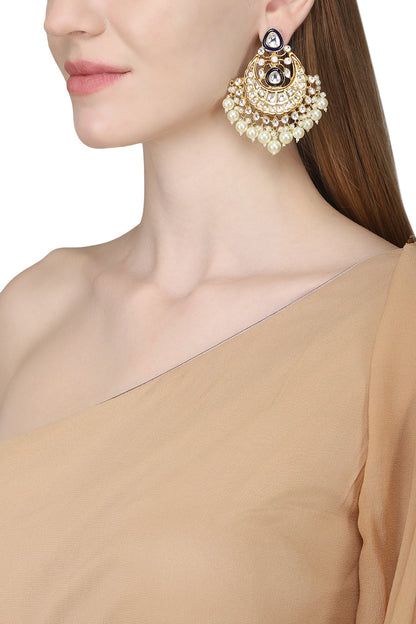 Gold Plated Shell Pearl Chandbali Earrings