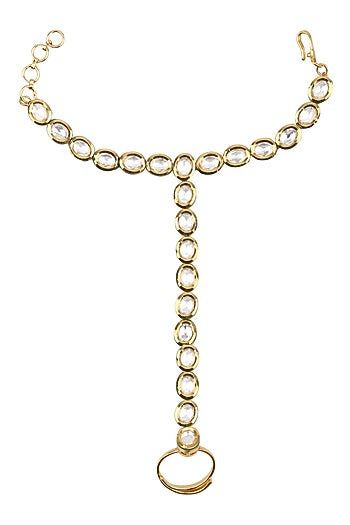 Gold Finish Kundan Polki HathPhool