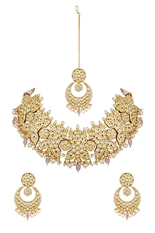 Gold Plated Kundan Polki Choker Necklace Set