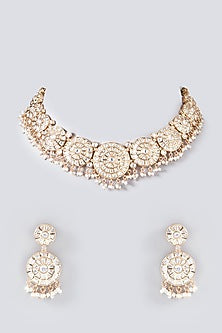 Gold Plated Kundan Polki Choker Necklace Set