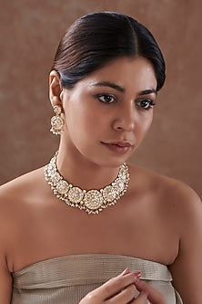 Gold Plated Kundan Polki Choker Necklace Set