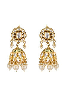 Gold Plated Kundan Polki & Pearl Drop Necklace Set