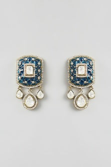 Two Tone Finish Kundan Polki & Blue Stone Choker Necklace Set