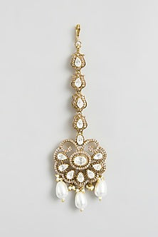 Two Tone Finish Uncut Kundan Polki & Pearl Drop Long Necklace Set