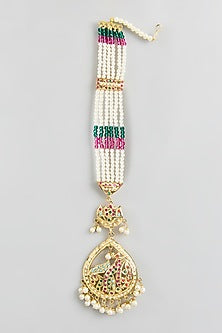 Gold Finish Multi-Colored Jadau Stone Dangler Earrings