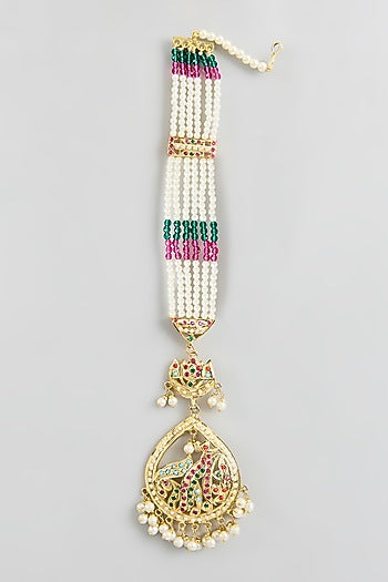Gold Finish Multi-Colored Jadau Stone Dangler Earrings