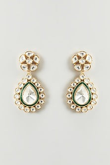 Gold Finish Kundan Polki Earrings