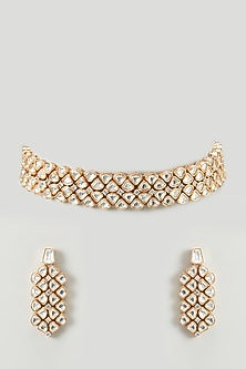 Gold Plated Kundan Polki Choker Necklace Set
