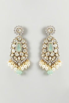 Gold Finish Kundan Polki Dangler Earrings