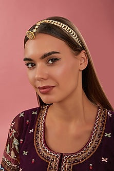 Gold Finish Kundan Polki Mathapatti