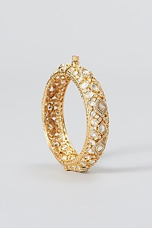 Gold Plated Kundan Polki Kadas (Set Of 2)