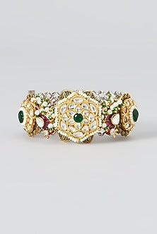 Gold Plated Kundan Polki Bracelet