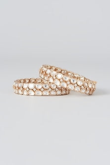 Gold Plated Kundan Polki Kadas (Set Of 2)