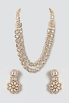 Gold Plated Kundan Polki Long Necklace Set