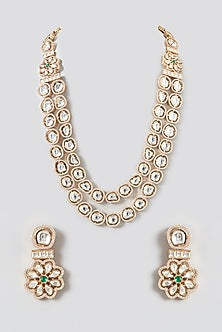 Gold Plated Kundan Polki Long Necklace Set