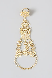 Gold Finish Kundan Polki Hathphool