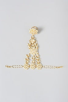 Gold Finish Kundan Polki Hathphool