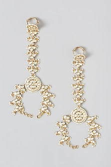 Gold Finish Kundan Polki Hathphool (Set of 2)