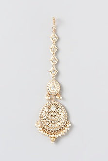 Gold Finish Kundan Polki & Pearl Necklace Set