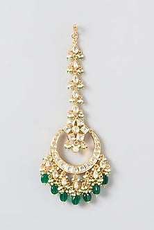 Gold Finish Kundan Polki & Pearl Necklace Set